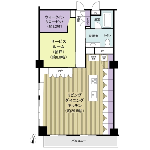 約99㎡！　約29.5帖の広々としたLDKはお洒落な空間です
