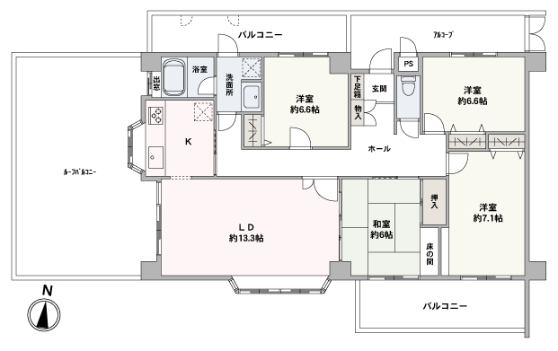 100㎡越えのゆとりあるお部屋です。