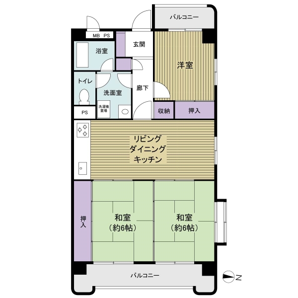 67.27㎡の3LDK　1階角部屋住戸で専用庭付きです
