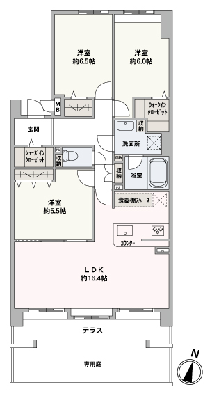 専有面積85.21㎡の3LDK！元々4LDKだった間取りを3LDKに変更しておりますので、ゆとりあるリビングになっています！
