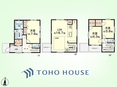 3LDK　土地面積72.79平米、建物面積100.65平米