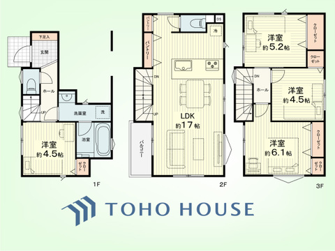 4LDK+パントリー　土地面積60.54平米、建物面積102.05平米
