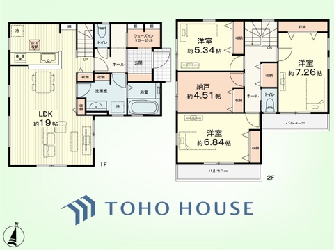 3SLDK　土地面積142.28平米、建物面積105.99平米