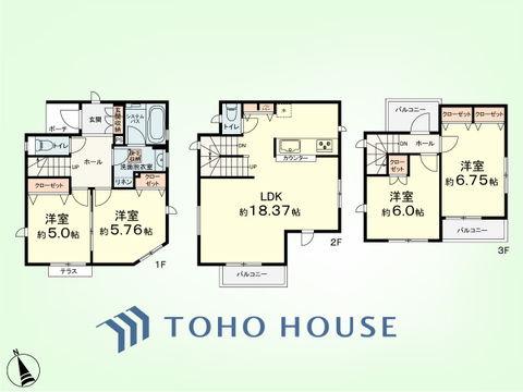 4LDK+パントリー、リネン庫　土地面積81.88平米、建物面積100.22平米