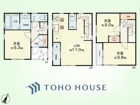 3LDK　土地面積70.20平米、建物面積44.10平米