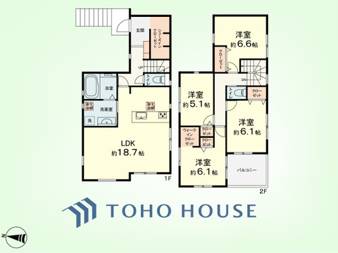 4LDK　土地面積146.63平米、建物面積105.98平米