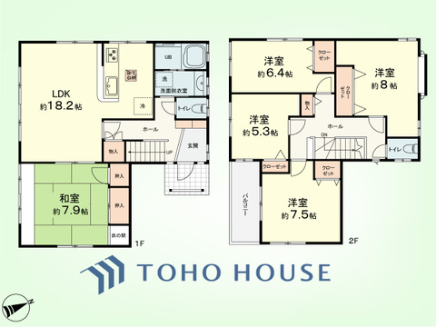 5LDK　土地面積168.14平米、建物面積130.03平米