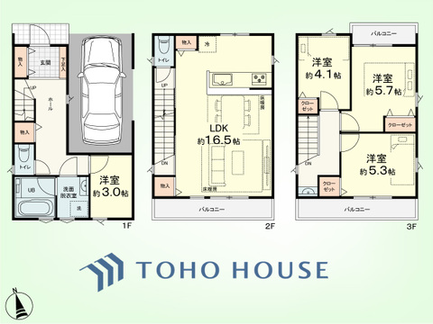 4LDK　建物面積105.97平米、土地面積58.00平米