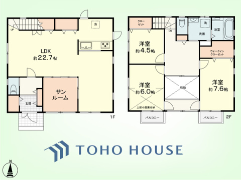 3LDK+サンルーム、小屋裏収納　土地面積180.4平米、建物面積114.27平米