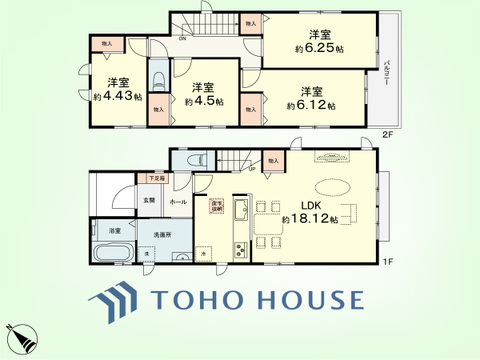 4LDK　土地面積129.42平米、建物面積93.36平米