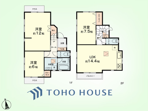 3LDK+ロフト　土地面積115.97平米、建物面積90.42平米