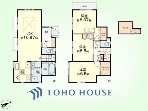3LDK+グルニエ　土地面積104.35平米、建物面積83.42平米