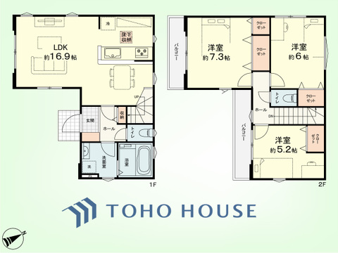 3LDK　建物面積83.72平米、土地面積104.83平米