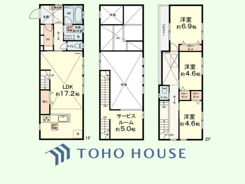 3SLDK　土地面積107.93平米、建物面積93.25平米