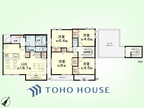 4LDK+パントリー　土地面積107.65平米、建物面積103.08平米