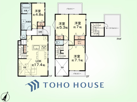 4LDK+パントリー　土地面積125.07平米、建物面積102.23平米