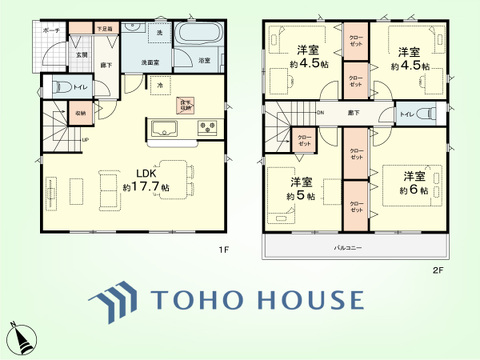 4LDK　土地面積89.96平米、建物面積89.1平米