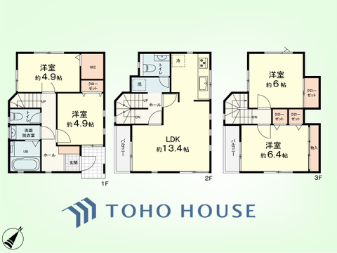 4LDK　土地面積80.45平米、建物面積93.44平米