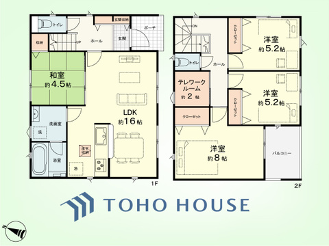 4LDK+テレワークルーム　土地面積165.02平米、建物面積94.77平米