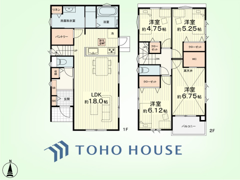 4LDK+パントリー・リネン　建物面積101.85平米、土地面積182.91平米