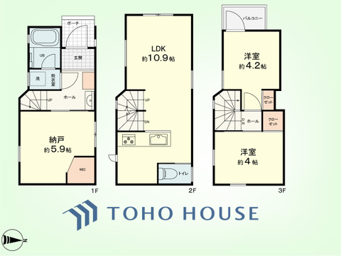2SLDK　建物面積56.51平米、土地面積32.53平米