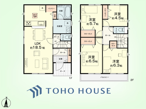 4LDK+パントリー　土地面積127.81平米、建物面積96.99平米