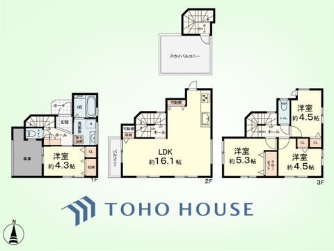 4LDK　土地面積61.66平米、建物面積94.36平米
