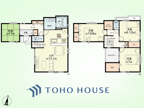 4LDK　土地面積100.05平米、建物面積104.11平米