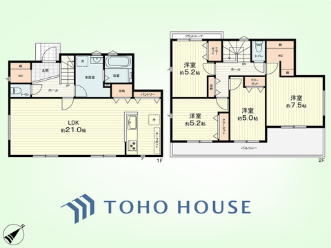 4LDK+パントリー　建物面積108.68平米、土地面積158.68平米