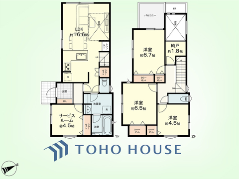 3SLDK+DEN　土地面積109.37平米、建物面積96.57平米