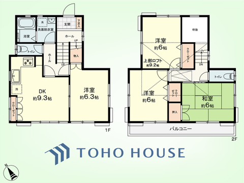 4DK+ロフト　建物面積84.87平米、土地面積102.20平米