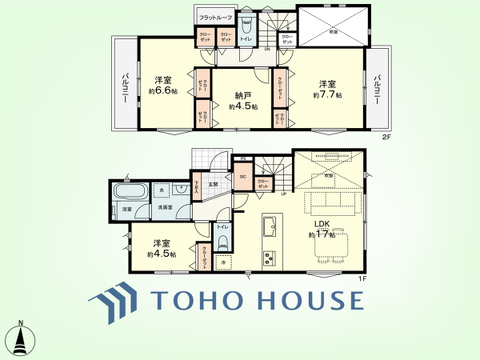 3SLDK　建物面積96.36平米、土地面積122.42平米