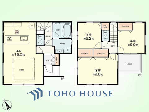 3LDK　建物面積91.91平米、土地面積120.33平米