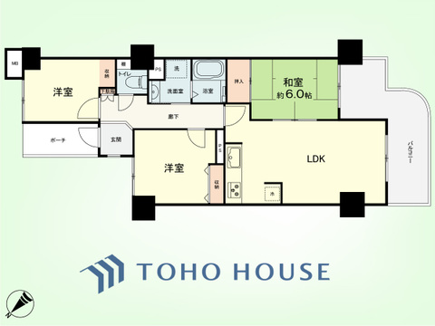 3LDK　専有面積68.56平米、バルコニー面積12.06平米