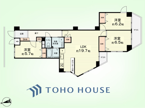 3LDK　専有面積83.58平米、バルコニー面積8.43平米
