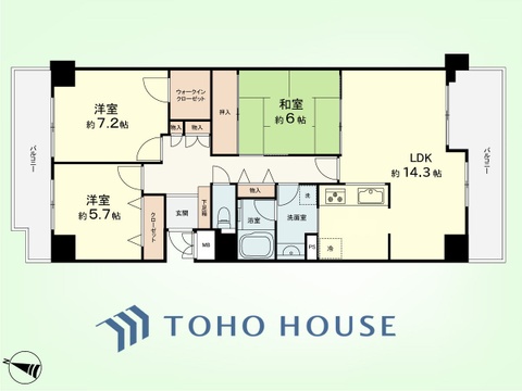 3LDK　専有面積81.7平米、バルコニー面積18.03平米