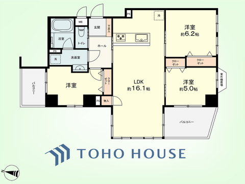 3LDK　専有面積70.78平米、バルコニー面積10.11平米