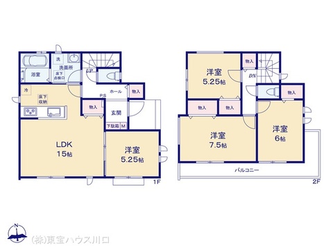 1階にLDK＋1部屋設けられた間取り。来訪者の客間としても、小さなお子様の遊び場としても様々な用途で利用可能です。