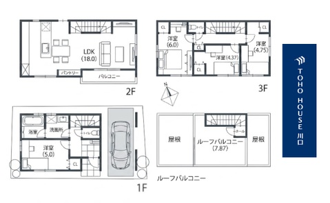 木造3階建て4LDK＆屋上スカイデッキ付き