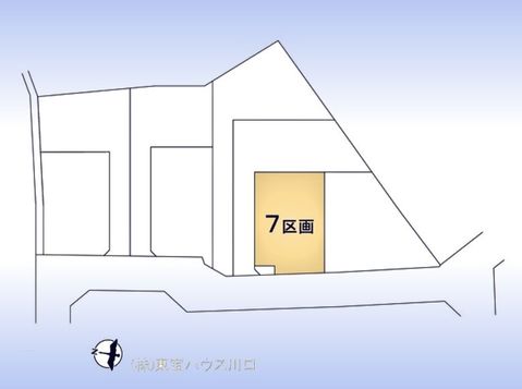 区画図。北側は隣地通路につき風通し良好で解放感有。