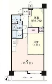 南東向きバルコニー2LDK