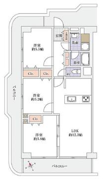 全居室に収納を完備した使い勝手の良い3LDK。南・西向きに広がる角部屋ならではの2面バルコニーで日当たり・通風良好。LDKに隣接する洋室は引き戸を開放して一体利用も可能です。