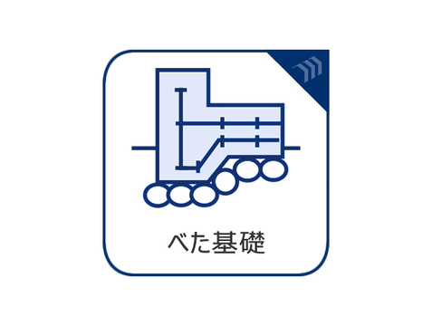 土台には不動沈下に対する耐久性や耐震性を向上するベタ基礎を標準採用