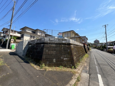 道路沿いにある石垣の外観