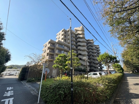 緑に囲まれた集合住宅の外観