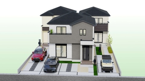 完成イメージ（左奥：1号棟　中央手前：2号棟　右奥：3号棟）