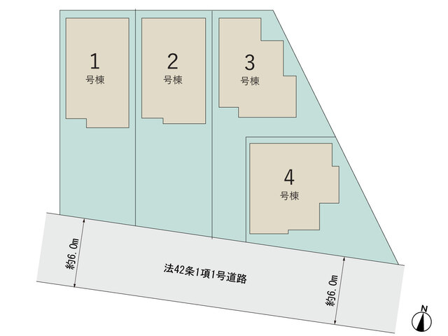 【販売中物件：1号棟、2号棟、3号棟、4号棟】のスライド画像