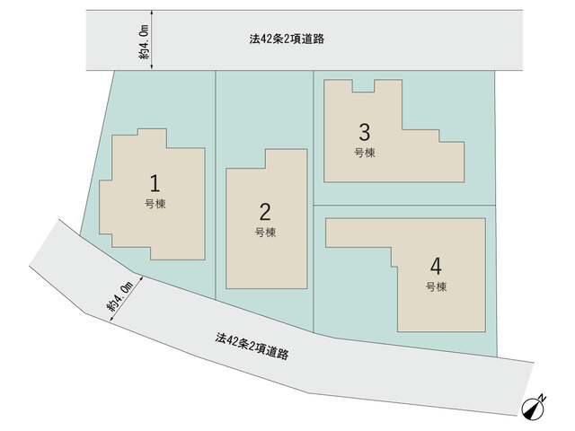 【販売中物件：1号棟、2号棟、3号棟、4号棟】のスライド画像
