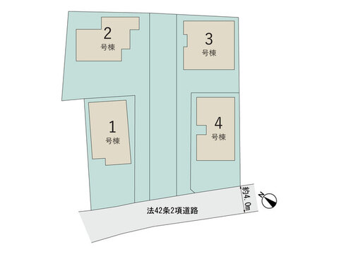 【販売中物件：1号棟、2号棟、3号棟、4号棟】