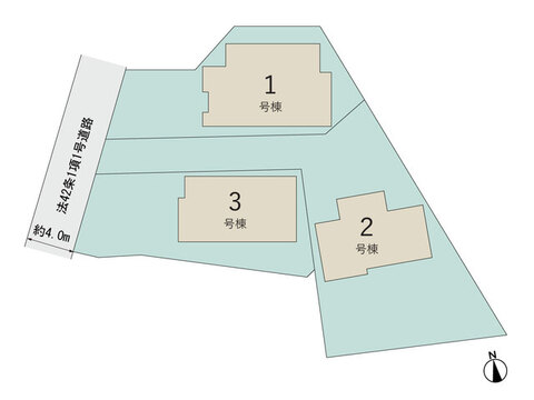 【販売中物件：1号棟、2号棟、3号棟】